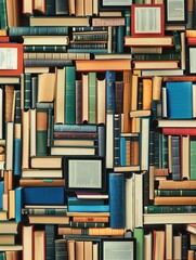 Aufkleber - A close-up image of numerous tablets and e-readers stacked together, showcasing digital educational materials and e-textbooks. Generative AI