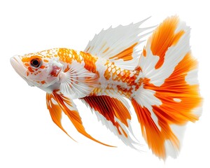 Wall Mural - Elegant Firefish with Vibrant Orange and White Colors on a White Background