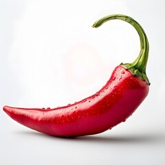 Vibrant Red Chili Pepper Macro Shot on White Background with Copy Space