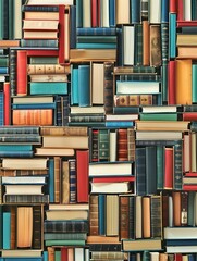 Leinwandbilder - A colorful stack of books featuring various educational materials, perfect for online schools and e-book publishers. Generative AI