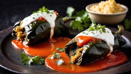 Mexican-Mediterranean Fusion, Stuffed Peppers with Cheesy Infusion, Salsa Drizzle