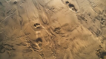 Wall Mural - Imprints on Beach Sand from Rolling Tide