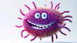 © wasan - Adorable cartoon microbe with happy face and playful design, isolated on white background