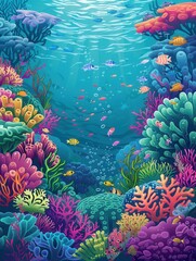 Wall Mural - A colorful and enchanting underwater scene showcasing diverse coral reefs, exotic fish, and sea creatures. Generative AI