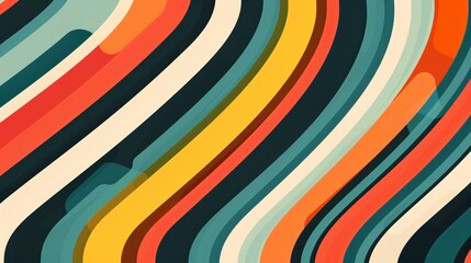 Wall Mural - Abstract Curvy Stripes in Retro Colors