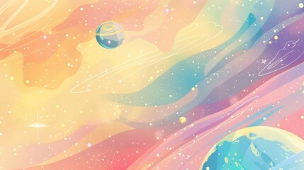 Wall Mural - colorful cosmic landscape with planets and stars