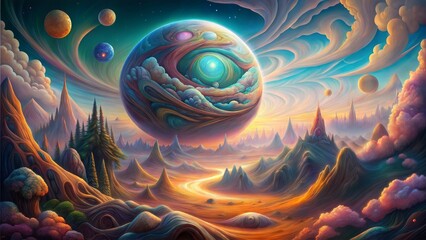 Wall Mural - a beautiful alien planet background