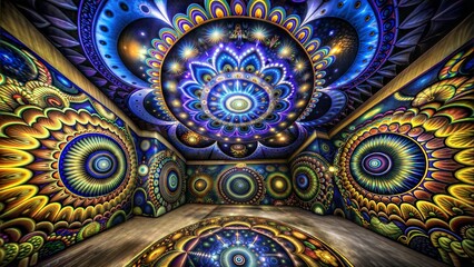 Canvas Print - colorful fractal background with fractal pattern