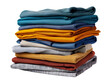 © sornram - A neatly folded stack of colorful clothes in various fabrics and shades, perfect for laundry, organization, and fashion-themed projects.