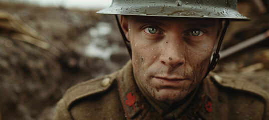 Wall Mural - World War I Canadian Soldier in Uniform.