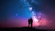 © kitidach - Galaxy with Milky Way, countless stars, infinite space, breathtaking view, close up, copy space, vivid colors, Double exposure silhouette with night sky