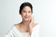 © kitthanes  - Beautiful young asian woman with clean fresh skin on white background, Face care, Facial treatment, Cosmetology, beauty and spa, Asian women portrait.