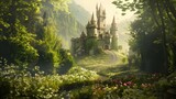 fairy tale castle in forest