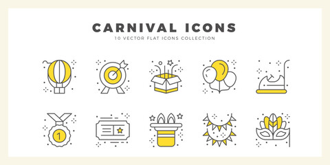 10 Carnival Two Color icon pack. vector illustration.