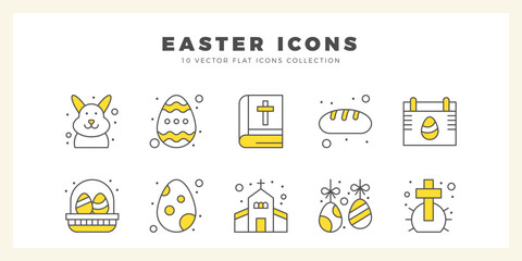  10 Easter Two Color icon pack. vector illustration.