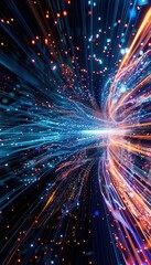 Leinwandbilder - Colorful abstract light streaks in motion, creating a dynamic and energetic visual effect against a dark background.