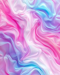 Poster - Abstract silky flow of pink, blue, and white colors creating a smooth, wavy texture. Perfect for backgrounds, digital art, or design projects.
