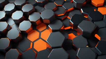 3D hexagon orange pattern background serene geometric design for a calm and elegant atmosphere. Generative Ai.