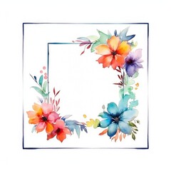 Wall Mural - Fragrant and colorful flower frame arrange in geometric shape put wreath on white background emphasize the beautiful color of blossom, vivid and charming perfect for relaxed poster. AIG35.