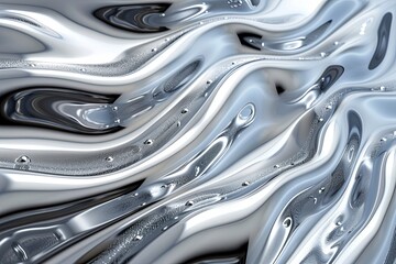 Silver abstract background with wavy pattern created with generative ai