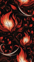 Wall Mural - abstract red fire design in black background