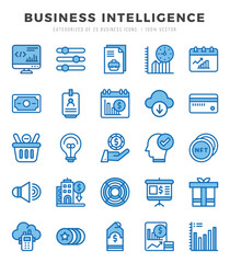 Business Intelligence Icons Pack. Two Color icons set. Two Color icon collection set.