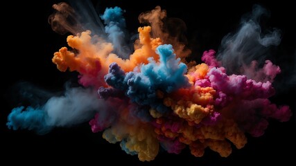 Wall Mural - multicolor smoke center radial explosion isolated in b background