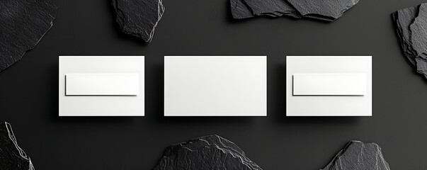 Wall Mural - Blank business card mockup on black background