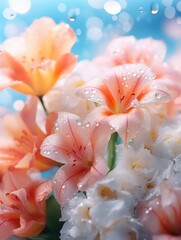 Sticker - Colorful flowers with raindrops