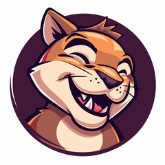 Wall Mural - cartoon character logo, Cougar, winking, smiling, 2d, vector illustration, mascot logo