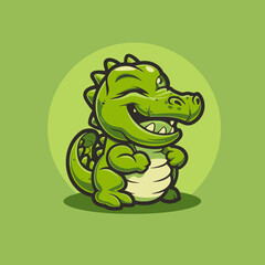 Wall Mural - cartoon character logo, Crocodile, winking, smiling, 2d, vector illustration, mascot logo