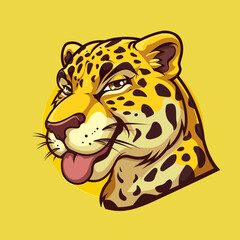 Wall Mural - cartoon character logo, Leopard, winking, smiling, 2d, vector illustration, mascot logo