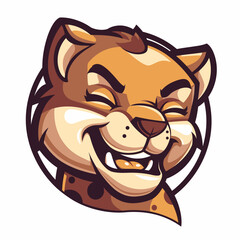 Wall Mural - cartoon character logo, Mountain Lion, winking, smiling, 2d, vector illustration, mascot logo