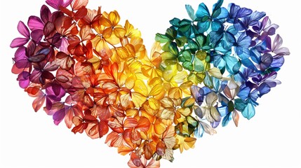 Poster - Rainbow heart made of colorful petals, abstract design, symbolizing LGBTQ pride, love, equality, vibrant and detailed, joyful and inspiring
