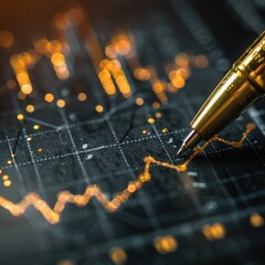 Wall Mural - a pen is drawn on a graph with a line that is slanted