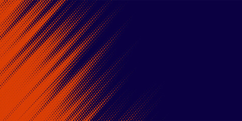Abstract speed lines style orange color halftone banner design template. Vector illustration.