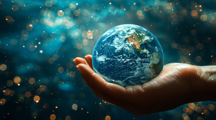 closeup hand holding globe