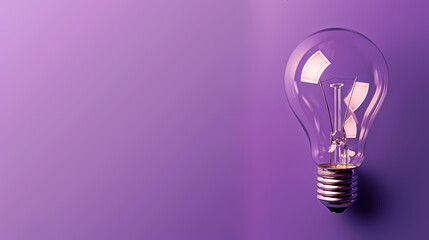 Wall Mural - Light bulb on purple background