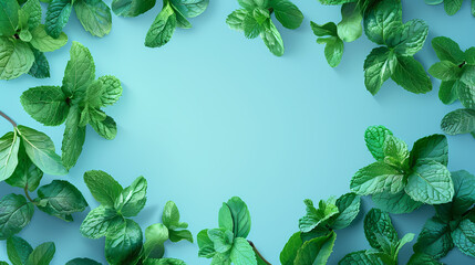 Wall Mural - Fresh green mint leaves