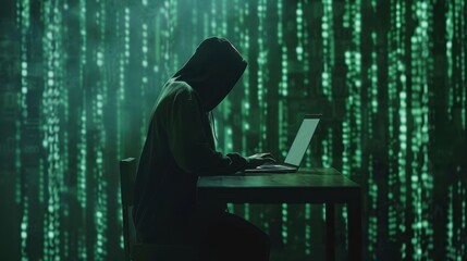 Wall Mural - The hacker using laptop