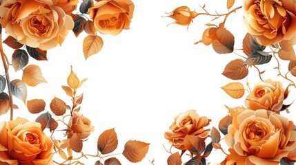 Canvas Print - Orange roses on white background