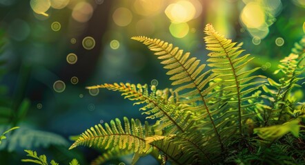 Sticker - Fern leaves in sunlight and rain