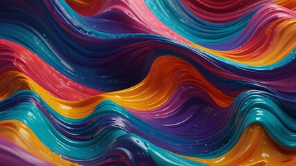 Wall Mural - Colorful waves in digital art explore the beauty of liquid Colorful through this dynamic 3D design. Generative Ai.