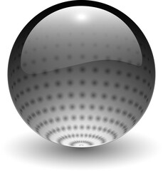 Wall Mural - Shiny glass ball with dots pattern inside, 3D gray button.