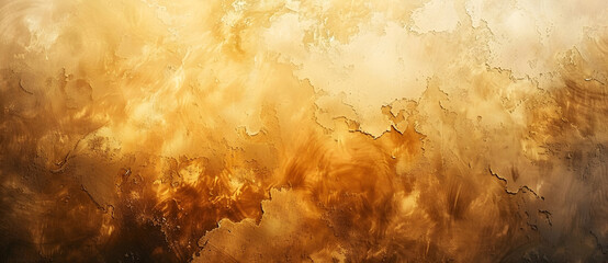 Wall Mural - Light brown and gold abstract background, painted on plaster wall with smooth texture, high resolution, copy space