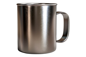 Stainless steel hot mug isolated on transparent background