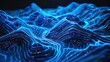 © florynstudio3 - 3D Topographic map background concept. Topo contour map. Rendering abstract illustration. Valleys and mountains. Geography concept. Wavy backdrop. Space surface. magic blue neon light curved lines
