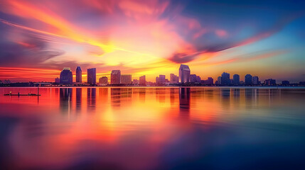 Wall Mural - Lovely San Diego skyline at sunset