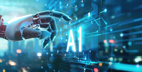 Artificial Intelligence Concept with Robotic Hand