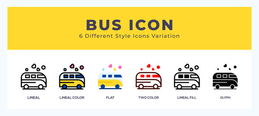 Sticker - Bus set of simple icons great for web. app. presentation and more.